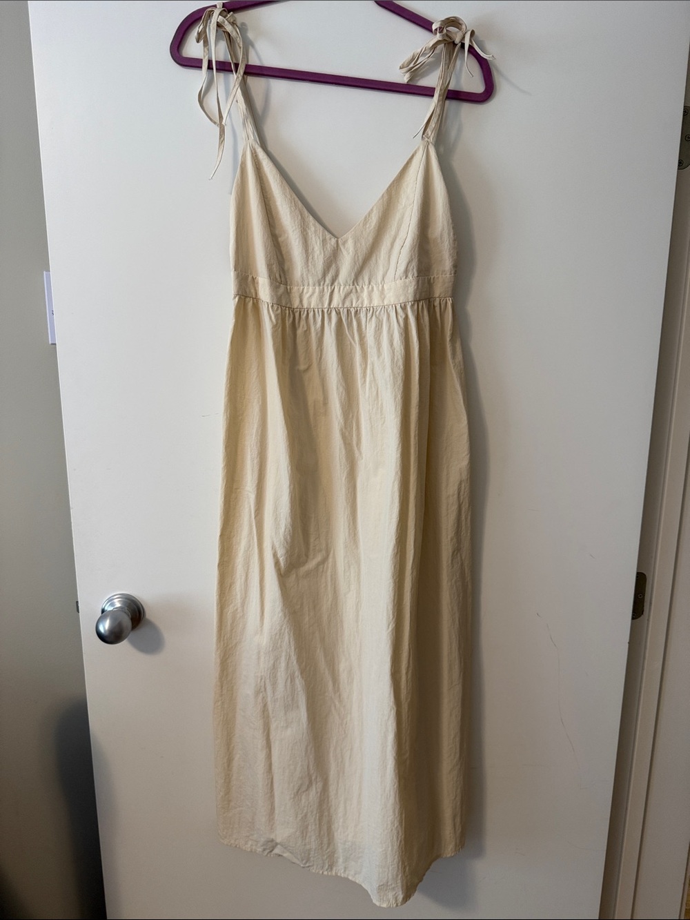 Cream double Tie-Shoulder Slip Dress - Lightweight fabric